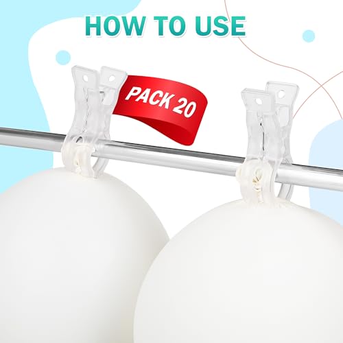 20 Pack 3.5" Spring Clamps, Clear Balloon Arch Clips, Backdrop Clips Clamps, Heavy Duty Balloon Arch Clamping Clips for Party, Birthday, Wedding Decor & Photography Studio, Outdoor & Indoor Use