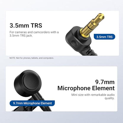 NEEWER ø9.7mm Lavalier Microphone (2 Pack), 3.5mm TRS Clip On Lapel Wired Omnidirectional Condenser Lav Mic with 1.5m Cable & Windscreen for Video Recording, Vlogging, Filming, LM10 - style: LM10