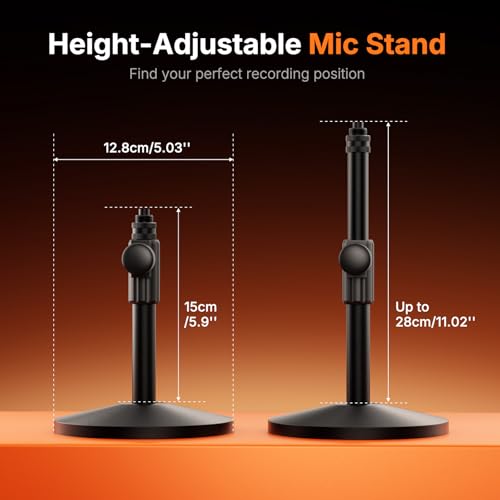 MAONO Desktop Mic Stand for PD200W/PD200X Microphone – Height Adjustable, All-Metal Build, Non-Slip Base, for Podcasting, Gaming, Streaming & Recording