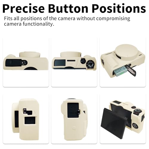 G7X Mark III Case, Protective Case for Canon Powershot G7X Mark III Digital Camera, Removable Lens Cover Silicone Sleeve Soft Camera Cover Rubber Protective Body Skin- Beige - color: Beige