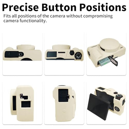 G7X Mark III Case, Protective Case for Canon Powershot G7X Mark III Digital Camera, Removable Lens Cover Silicone Sleeve Soft Camera Cover Rubber Protective Body Skin- Beige - color: Beige