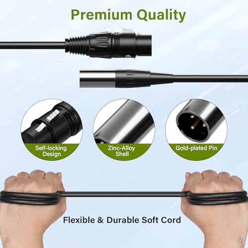 Elecan 3 Pin Mini XLR Male to XLR Female Microphone Cable Adapter 1 Ft/2 Pack for Blackmagic Pocket Cinema Camera BMPCC Video Assist 4K Sharp 8K & C70, Pro Lapel Audio Replacement Cable - size: 1 FT, style: Male Mini XLR to Female XLR