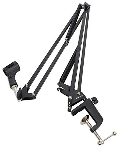 Rockville Dms40 Bundle: Studio Desk Clamp Microphone Boom Arm, Istand 22 Tablet/Smartphone Holder For Zoom Live Stream Conference, 2-Items