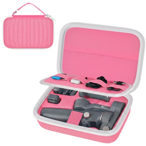 Hard Case for DJI Osmo Mobile 7/7P/8 Gimbal | Custom EVA Tray, Mesh Pocket for Cables and Clamps, Travel Storage for Vloggers, Pink - Case Only - color: Pink