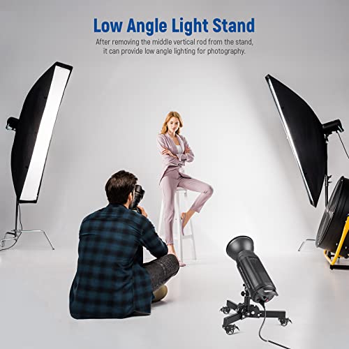 NEEWER Heavy Duty Light Stand with Casters, 2.4ft Max Height Foldable Tripod Stand for Low-Angle/Tabletop Shooting, Photography Light Stand for Softbox, Monolight and Other Photographic Equipment - style: 1 Pack