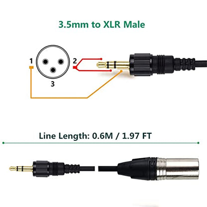 Locking 3.5mm Universal XLR Microphone Cable, Compatible With Sennheiser Saramonic BOYA Comica, Gold-Plated 1/8 Inch Connectors, 3-Pin Male, TRS to XLR Male Balanced Cable Adapter, 1.97 FT - size: XLR Cable Compatible with Saramonic BOYA Comica