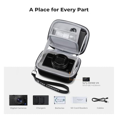 K&F CONCEPT Carrying Case for Digital Camera, Hard Shell Protective Travel Case Compatible with Ricoh GR III/GR IIIX/for Sony ZV-1 RX100/ for Canon G7X Mark III/G5X Mark II (Case Only) - color: Black