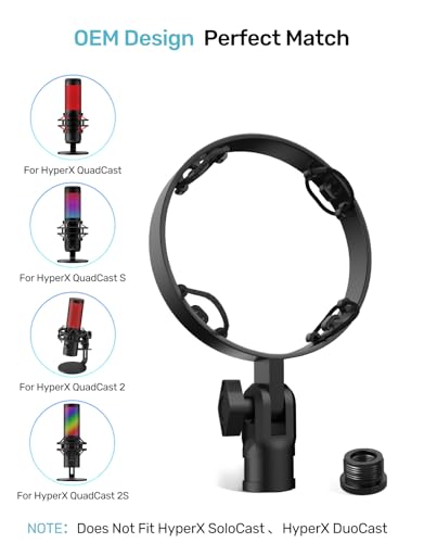 [Custom Built for HeyperX Quadcast Shouck Mount ] Microphone Mount Stand Mic Mount Adapter with 5/8" 3/8" 1/4" Screw Adapter with Microphone Stand & Boom Arm - size: HyperX Quadcast Shock Mount