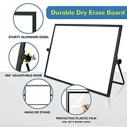 Small Monthly Calendar Dry Erase Whiteboard for Wall, 16in x 12in Magnetic Dry Erase Board, Hanging Double-Sided White Board, Portable Board for Drawing, Kitchen, Planning, Memo, School, Home, Office - color: Black