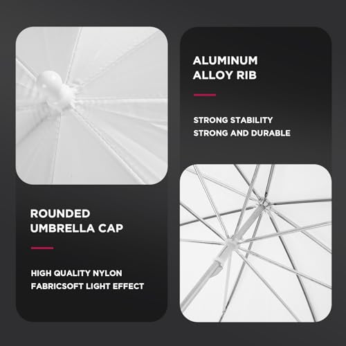 [2 Pack] 33"/84cm White Translucent Soft Umbrella Kit,Photography Umbrella Lighting Kit for Studio/Outdoor Photo and Video Lighting Accessories (2 * 33" White)… - color: 2* 33" White