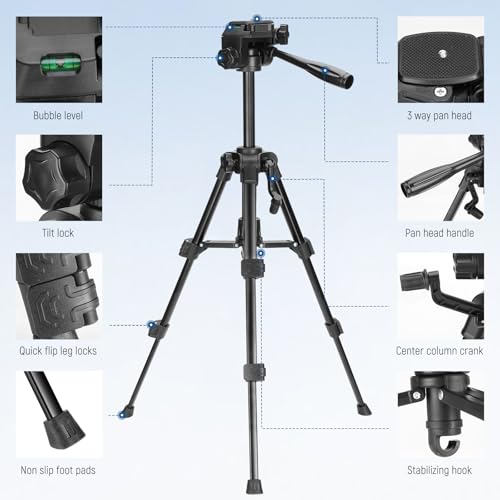 NEEWER Entry Level Version Mini Desk Phone Tripod Compatible with iPhone for Video Recording, Small Compact Table Top DSLR Camera Camcorder Webcam Stand, 3 Way Pan Tilt Head & Cell Phone Holder, TP52 - style: TP52