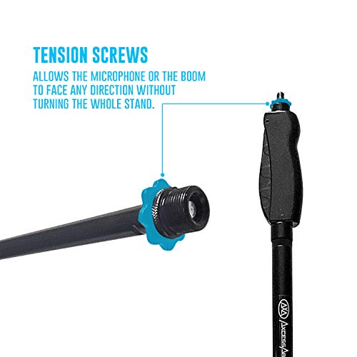 AxcessAbles Weighted Mic Stand Floor with Heavy Round Base, Quick Grip Height Adjustment - 74" Microphone Stand Include 33" Detachable Mic Boom Arm. Tall Microphone Stand for Singing (MS-201RB) 2-Pack - size: 2-Pack