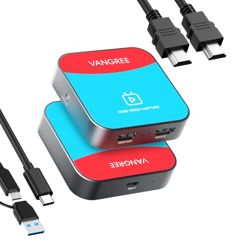 Capture Card for Nintendo Switch, 4K Audio Video Capture Card, USB C 3.0 1080P 60FPS HDMI Recorder for Gaming/Live Streaming/Video Conference, Works for Nintendo Switch 2/PS5/Xbox/OBS/Camera/PC - color: Red