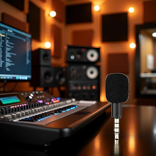 Mini Portable Condenser Microphone, 3.5mm 4-Pole/3-Pole Jack, Black, for Phone, Computer, Laptop, Multipurpose Condenser Microphones