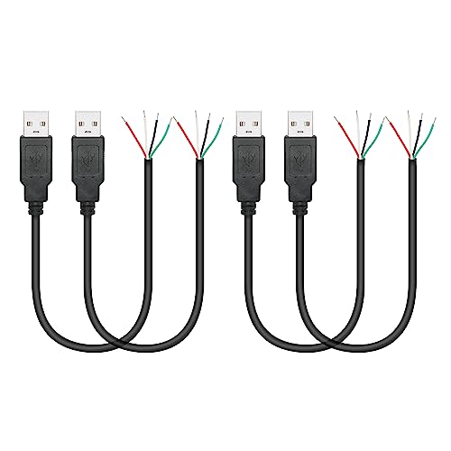 4Pcs Short USB A Male 4 Pin Bare Wire 11inch,USB 5V/2A 4 Pin Pigtail Open End Power and Data Cable,for USB Equipment Installed or Replacement Repair DIY Cable - style: USB A Male - 4Pcs