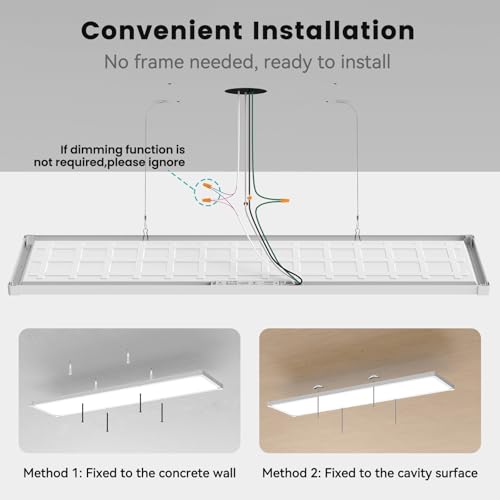 AIKVSXER 42Pack 1x4 LED Flat Panel Light, 6500LM Ultra-Bright, 30-50W White | 3000K-6500K Adjustable, 0-10V Dimming, AC120-277V, Slim Surface Mount Ceiling Light for Office, Home, Garage - color: White, size: 1x4ft-42P