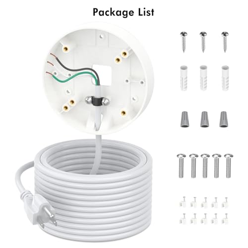 2in1 Power Adapter and Floodlight Cam Plug-in Mount Compatible with Wyze Floodlight Cameras v2/Pro/v1, Electrical Box with 20ft Weather-Resistant Outdoor Charging Cable, No Junction Box Required-White - color: White