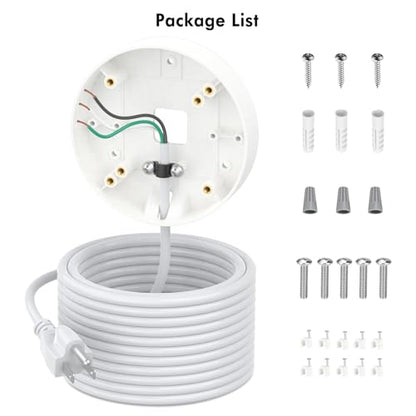 2in1 Power Adapter and Floodlight Cam Plug-in Mount Compatible with Wyze Floodlight Cameras v2/Pro/v1, Electrical Box with 20ft Weather-Resistant Outdoor Charging Cable, No Junction Box Required-White - color: White