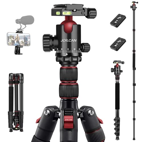 JOILCAN Tripod for Camera, 81" Aluminum Camera Tripod Monopod for DSLR, Heavy Duty Travel Tripods for Spotting Scope Binoculars Laser Level, Payload 35Lb - color: Rose