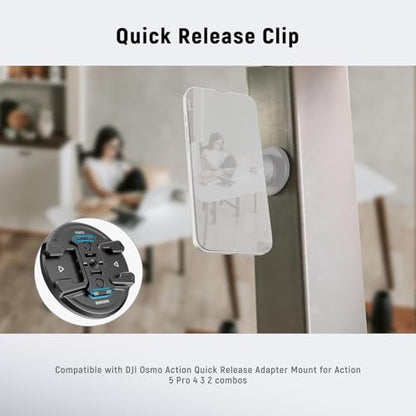 Neewer Magnetic Phone Tripod Mount with Action Camera Adapter, Cold Shoe with Anti Off Pin, 1/4" Thread Compatible with MagSafe iPhone 16 15 14 13 12 Series DJI Quick Release Adapter Mount, PA070 - style: PA070