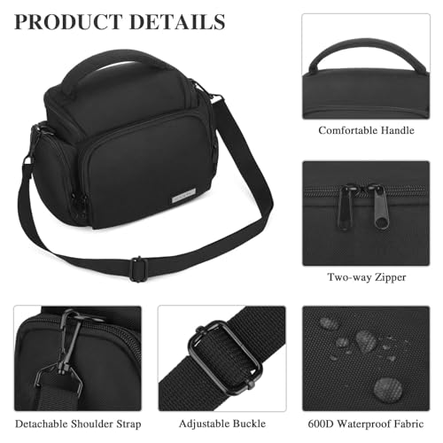 G-raphy Camera Bag Case Small Camera Sling Bags Camera Photography Accessories for DSLR SLR Mirrorless with Removal Straps Black - color: Black