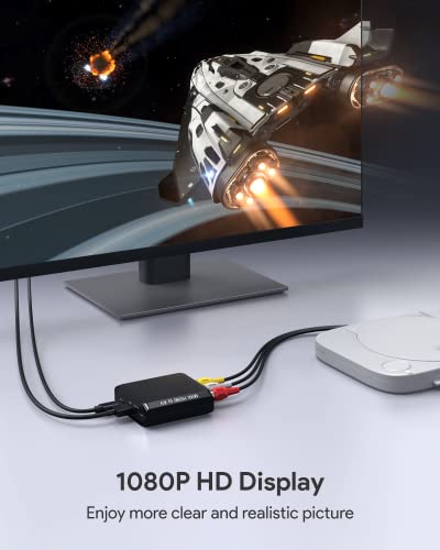 WENTER AV to HDMI Converter, 1080P RCA Composite to HDMI Adapter, Mini Analog CVBS Audio Video Adapter Supports PAL/NTSC for Smart TV VCR/VHS/Xbox/PS3/STB/N64/Wii/TV/PC/Blue-Ray DVD Players - color: Black AV Converter (With HDMI Cable)
