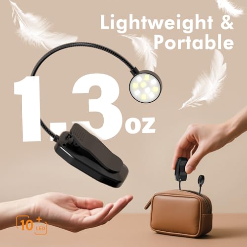 KTEBO 2 Pack Rechargeable Book Light Clip-On Reading Light for Books in Bed | 9 eye-friendly modes from 3 color temperatures and 3 brightness, USB-C up to 30 hrs - Black & Black - color: Black&Black
