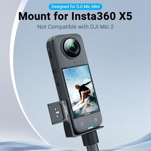 CYNOVA Mount for Insta360 X5 Accessories, Insta 360 X5 Cold Shoe Mount, Invisible Mic Bracket Designed Specifically for DJI Mic Mini（with 3.5mm Audio Cable and Fixed Velcro）