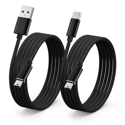 2-Pack Camera Mini USB Cable Data Transfer Cord for Canon EOS Rebel T5i T6 T6i T7, USB and USB C to Mini USB Cable Compatible with Select Powershot and Vixia DSLR Camcorders, 3.3ft