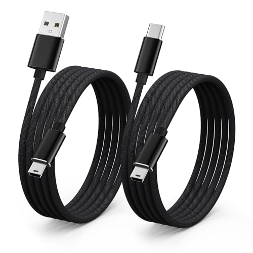 2-Pack Camera Mini USB Cable Data Transfer Cord for Canon EOS Rebel T5i T6 T6i T7, USB and USB C to Mini USB Cable Compatible with Select Powershot and Vixia DSLR Camcorders, 3.3ft