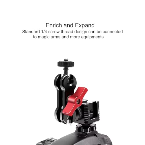 3 Port Cold Shoe Mount with 1/4"-20 Thread for Camera Cage Flash LED Monitor Microphone etc., Aluminum Camera Triple Cold Shoe Extension Bracket Compatible with Nikon, Canon, Sony..DSLR/SLR