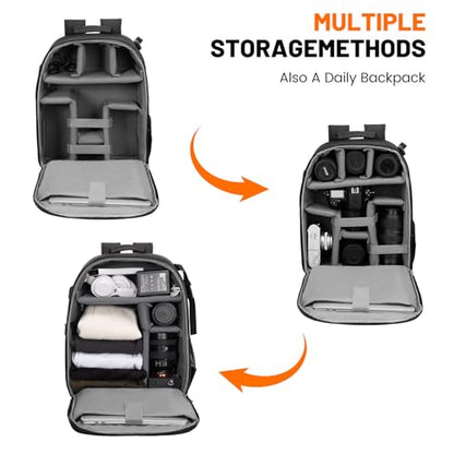 Cwatcun Professional Camera Backpack - Waterproof DSLR/SLR/Mirrorless Camera Case - Compatible with Sony, Canon, Nikon - Large Black - color: Black, size: 2.0 Large