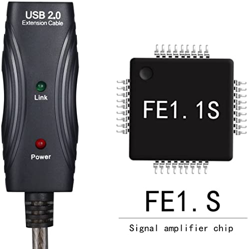 USB 2.0 A Male to A Female Extension Cable High Speed 480 Mbps (100 Feet with Led Light) - size: 100 Feet with Led Light