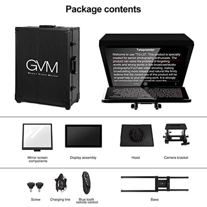 GVM Teleprompter Kit for Digital Cameras/camcorders Portable 18.5'' Teleprompter Kit with Remote Control & App,with 18.5" Android All-in-One Monitor and Carry Case - size: 19inch