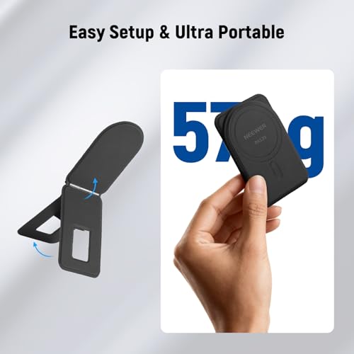 NEEWER Magnetic Phone Desk Tripod Stand Selfie Stick, Multi Angle Foldable Lightweight Portable Leather Cell Phone Holder Compatible with MagSafe iPhone Samsung Android for Video Recording, PA139 - style: PA139