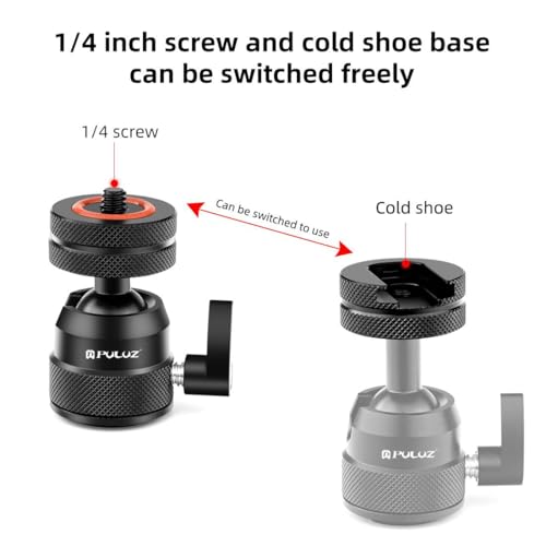 Mini Ball Head, Tripod Head with 1/4" hot Shoe, 360° Rotatable Ball Heads Camera Mount Adapter, Max Load 5.5lb 360° Swivel Tripod Ball Head, for DSLR Cameras, Tripods, Monopods, Camcorders