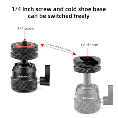 Mini Ball Head, Tripod Head with 1/4" hot Shoe, 360° Rotatable Ball Heads Camera Mount Adapter, Max Load 5.5lb 360° Swivel Tripod Ball Head, for DSLR Cameras, Tripods, Monopods, Camcorders