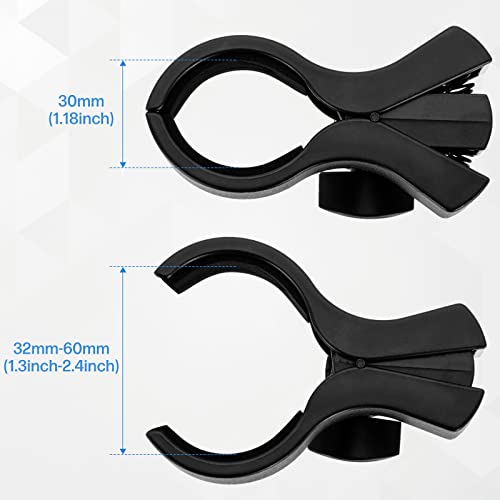 BILIONE Large Microphone Clip for Mics with Outer Diameter 1.26" to 2.3" | Adjustable Mic Holder, Premium ABS, Inside sponge to protect microphones, With 5/8" Male to 3/8" Female Screw Adapter - color: black, size: 1 Pack