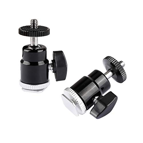 CAMVATE 1/4"-20 Mini Ball Head & Shoe Mount Adapter (2 Pieces) - 1975