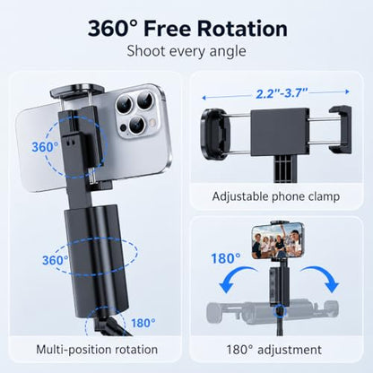 UBeesize 67'' Auto Face Tracking Phone Tripod, 360° AI Follow Selfie Stick with Remote, Adjustable Tripod Stand for iPhone 17/16/15/14/13 & Android, for TikTok, Vlogging & Video Recording