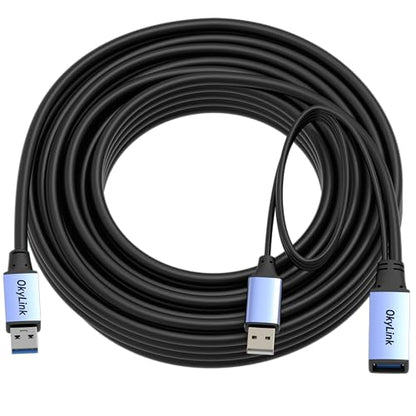 OkyLink Active USB 3.0 Extension Cable A to A, Male to Female 32ft | 10m, 3.2 Gen1, with Power Cable, 5Gbps, Plug and Play,for Long Range CCTV, Scanner - color: USB3.0(5Gbps), size: 32ft (10m)