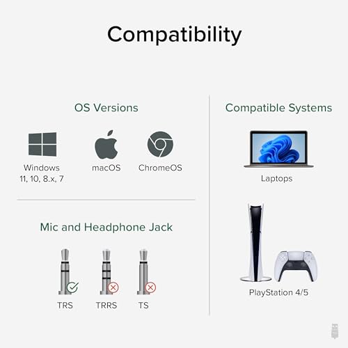 Plugable USB Audio Adapter Adds 3.5mm Speaker and Microphone Ports Because Your Laptop or PC Lacks an Audio Jack; Compact External Sound Card Replacement, Plug-and-Play for Windows, Mac, Linux