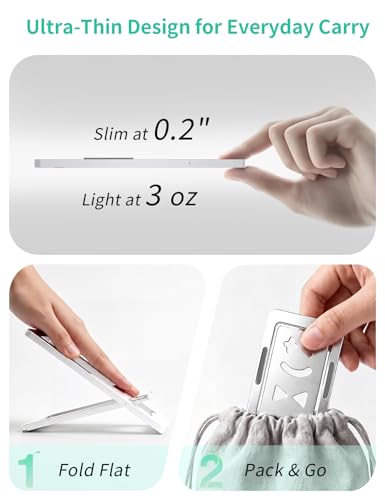 Aoviho Phone Stand for Desk, Ultra-Thin Foldable Aluminum Phone Holder, Portable Travel & Office Cell Phone Stand Compatible with iPhone 17 16 15 14 13 12 Pro Max, Fits 3.7"-7" Devices, Silver - color: Silver