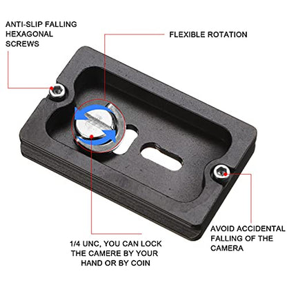 Frienda 2 Pieces Metal Quick Release Plate with 1/4''-20 Camera Screw Tripod Mount Plate Fits Standard for DSLR Camera Tripod Ball Head(Black,Pu60) - color: Black, style: PU60