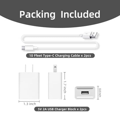 2 Pack 10FT USB C Camera Power Cable for Arlo Essential 2K, Alro Essential 2nd Generation, Blink Outdoor 4 4th Generation, Petcube Cam 360 Outdoor Security Camera Charger Charging Cord