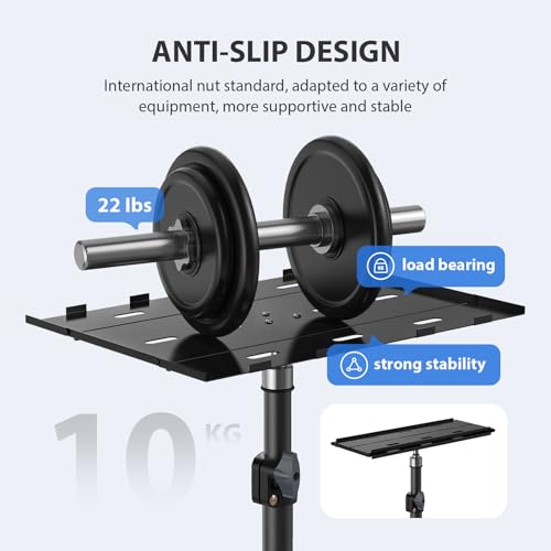 Projector Stand Tripod, Laptop Tripod Stand, Foldable Portable Projector Floor Mount, Height Adjustable from 17.7" to 45.2", with Folding Plate, Capacity 22lb, for Outdoor Movies, Home, Office