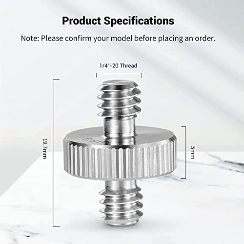 SmallRig 1/4" to 1/4" Male Threaded Screw Adapter Double Head Stud for Camera Cage Monitor LED Microphone, Pack of 2-828