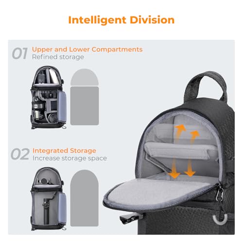 K&F CONCEPT Camera Sling Bag Crossbody Bag Camera Shoulder Backpack DSLR/SLR/Mirrorless Photography Bags Compatible with Canon/Nikon/Sony/Fuji/Gopro/DJI - color: Black, size: Medium