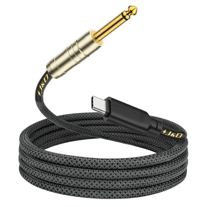 J&D USB C to 6.35 mm 1/4 inch TS Guitar Audio Cable, Audio Recording, Bass, Electronic Piano Microphone Cord Compatible with iPhone 16/17 Series, Galaxy S24/S25, 3.3 Feet - size: 3.3 Feet