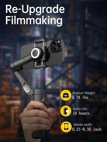 AOCHUAN Phone Gimbal Stabilizer, 3-Axis Smartphone Foldable Handheld Gimbal for iPhone with Focus Wheel, TikTok/YouTube Vlog Stabilizer for iPhone 17/16/15/14/13 Pro Max & Android – Smart XE - style: Smart XE
